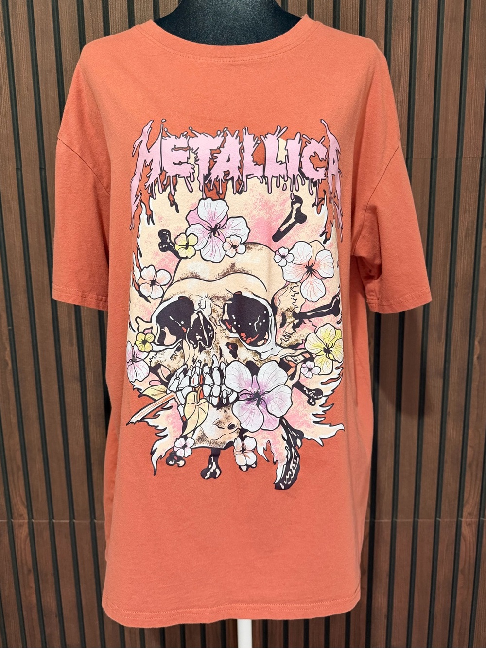 Metallica Graphic Band Tee Oversized Coral Orange Size XL